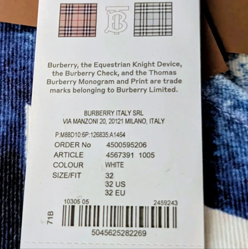 $1550 Mens BURBERRY Mermaid Tail Printed Straight Leg Denim Jeans White 32 - Picture 8 of 8